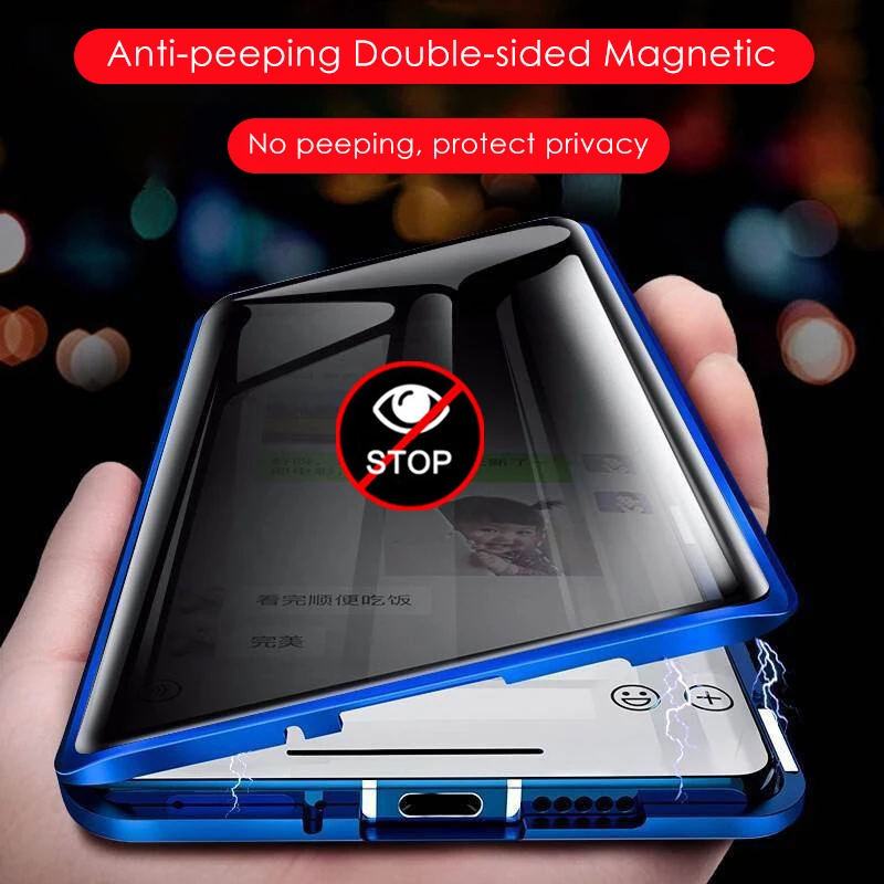 Anti Peeping Metal Phone Case For Honor 50 200 300 70 Pro Plus 90 200 Smart Lite 360 ​​Degree Privacy Protection Magnetic Cover