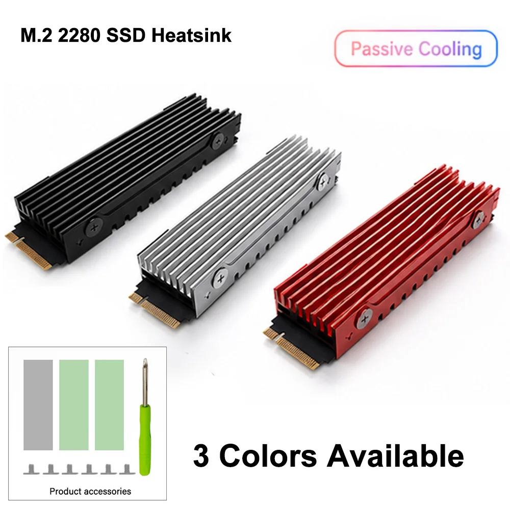 

M.2 2280 SSD Heatsink Aluminum Cooling Radiator with Thermal Pad for NVMe SATA SSD Desktop PC PS5