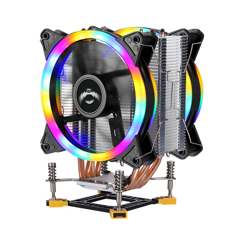 Computer Cooler Processor CPU Cooling 120mm Fan 4 Heat Pipe Suitable For Installing LGA775 115x 1200 1700 1356 1366 Color Lights