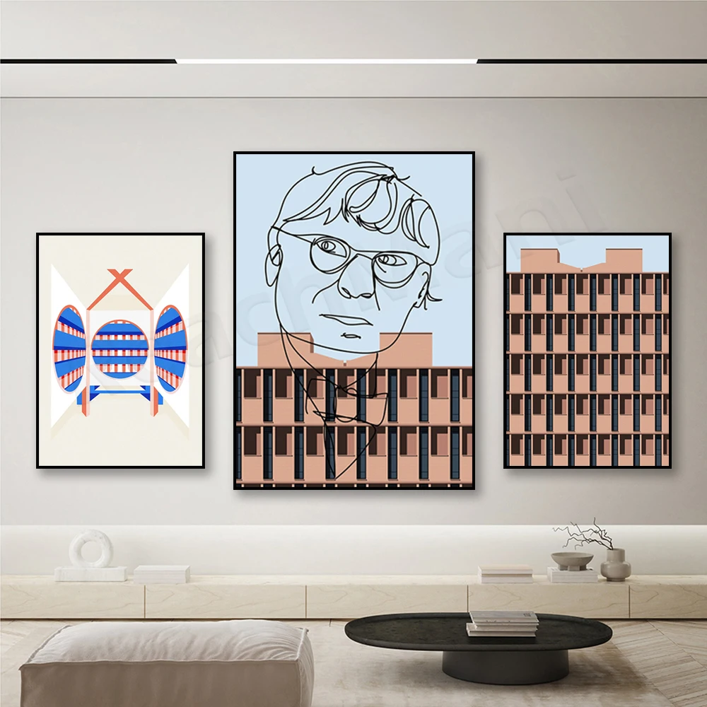 

Graphic Design Architecture Illustration Minimalist Louis Kahn Poster Brutalism Wall Art Picture Canvas Painting Poster Print