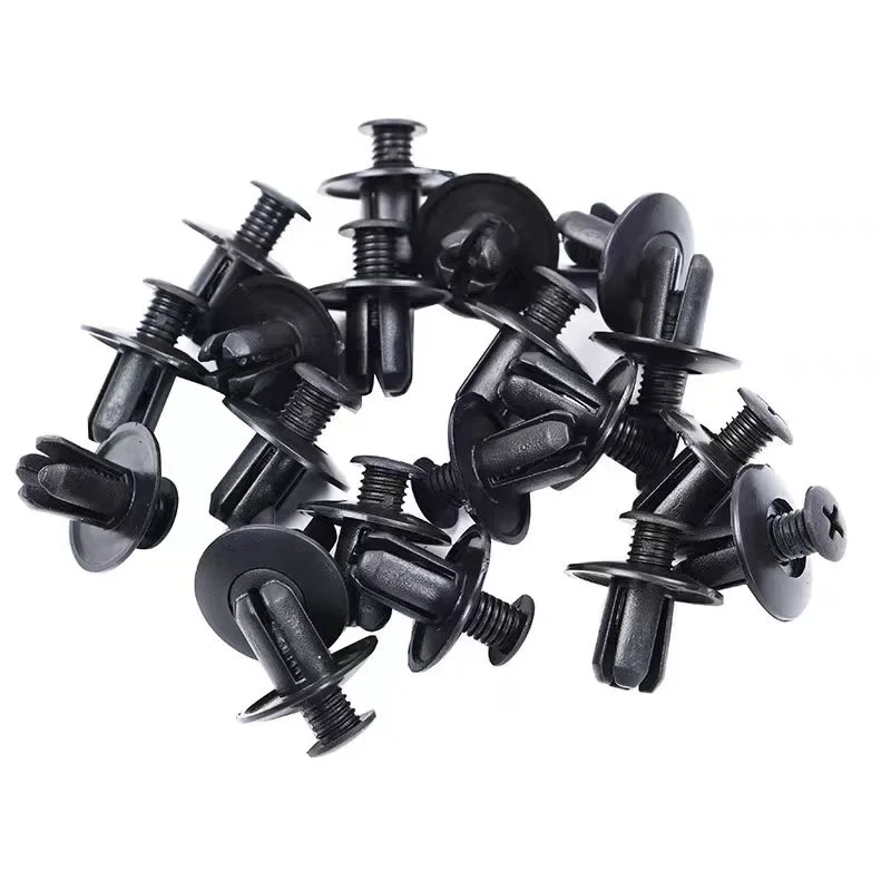 100pcs 8mm Black Vehicle Car Bumper Door Panel Fender Liner Clips Retainer Plastic Auto Fasteners Rivets Clips