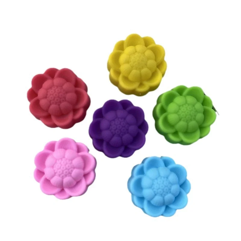 20Pcs 5cm New Lotus Cake Mold Cupcake Cup Heat Resistant Nonstick Silicone Soap Chocolate Pudding Molds Kitchen Tools Bakeware