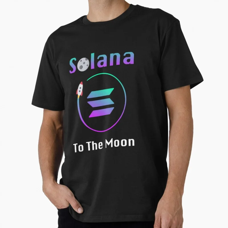 

Solana To The Moon Crypto Token Cryptocurrency Blockchain Gift T shirt for man Large size Tops 100% cotton printed mens tee