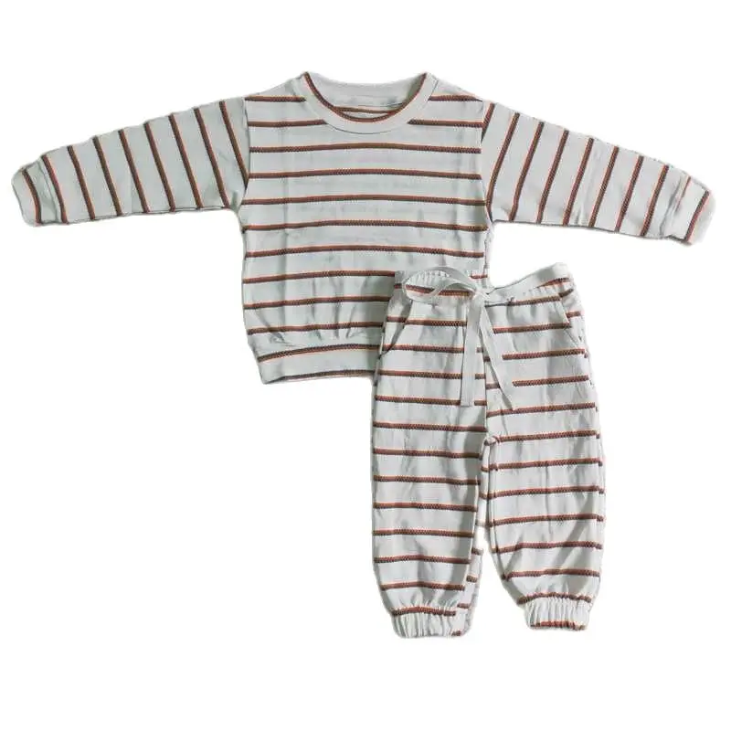 

Boys White Red Stripe Long Sleeve Pants Set