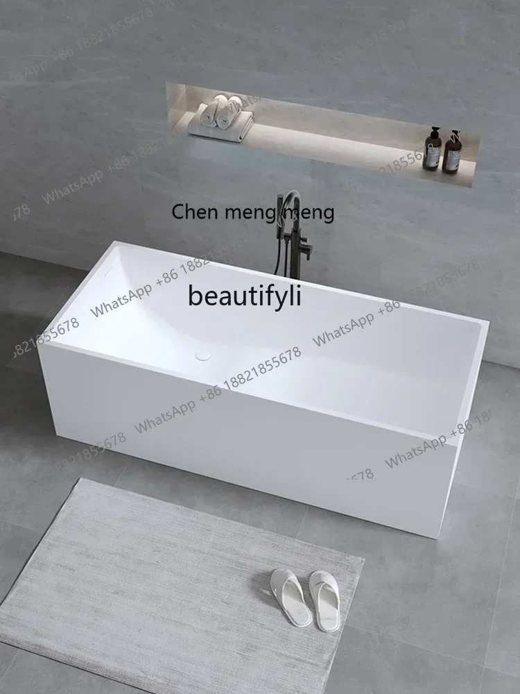 

2003Artificial stone square bathtub Deep soaking hotel bathtub Independent rectangular household bathtub