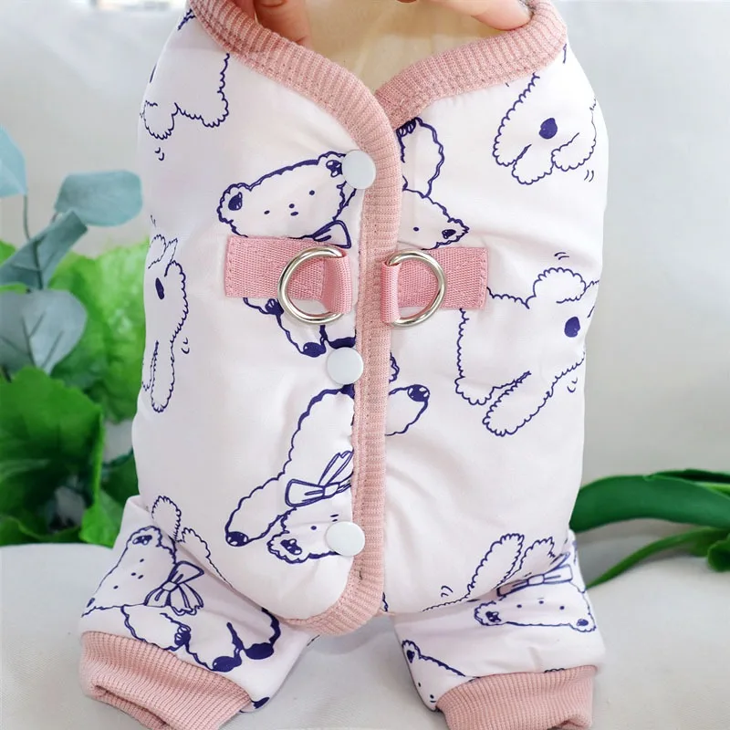 

Thickened Teddy Cotton Clothes Winter Warm Dog Clothes Bichon Four Legs Clothes Small Dog Pomeranian Jumpsuits XS-XL