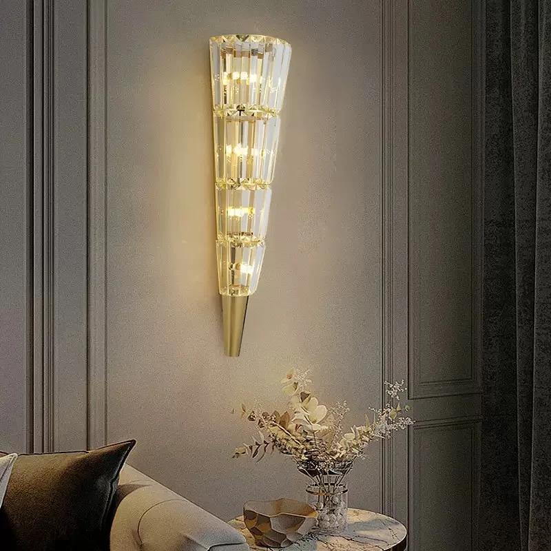 

Wall Light Luxury Crystal Wall Lamp Living Room Background Bedroom Bedside Lamp Hotel Villa Corridor Decorative Lamp