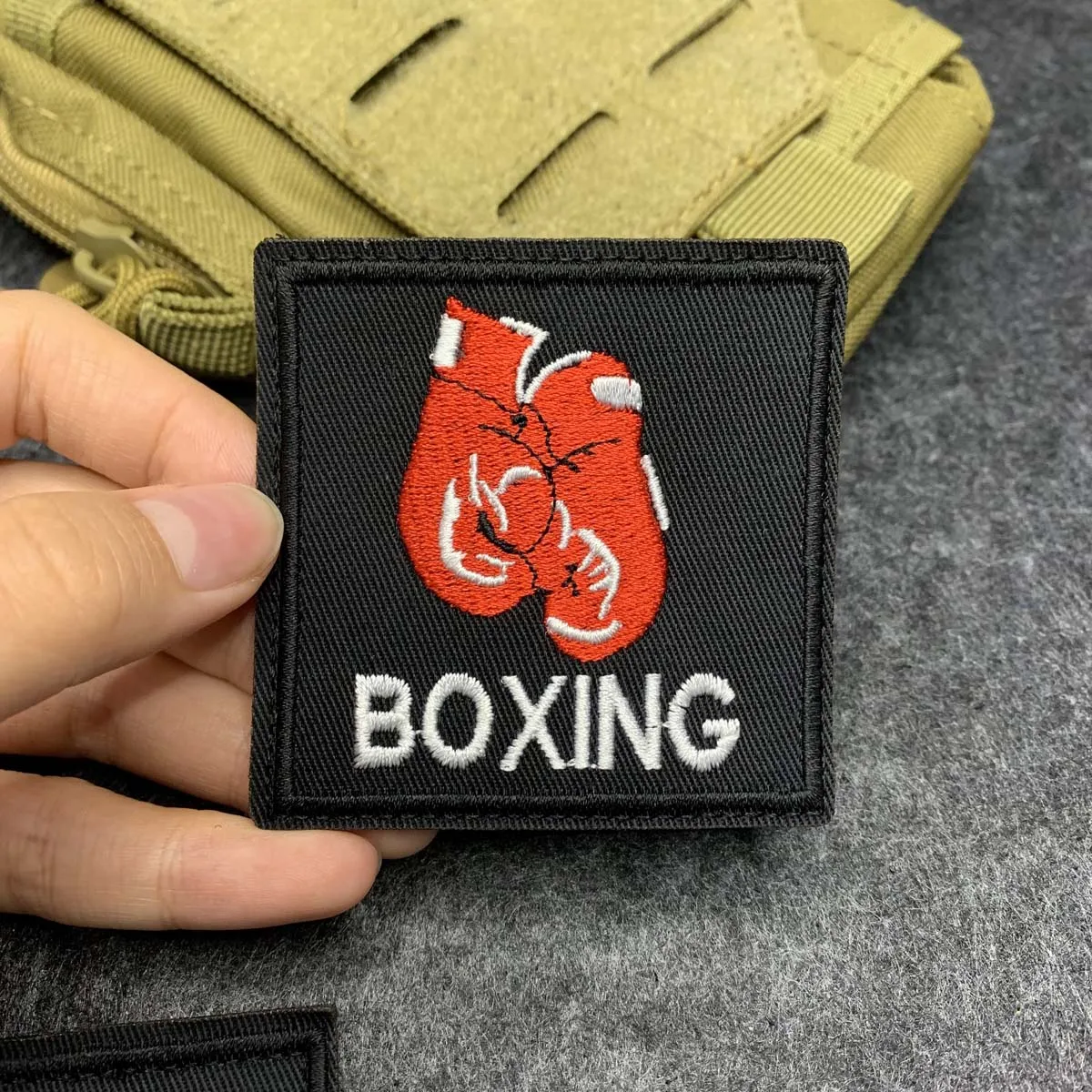 Embroidered Boxing Patch Hook and Loop Morale Patches Boxing Club Glove Badge for Backpack Jacket Hat Sports Decorative Applique