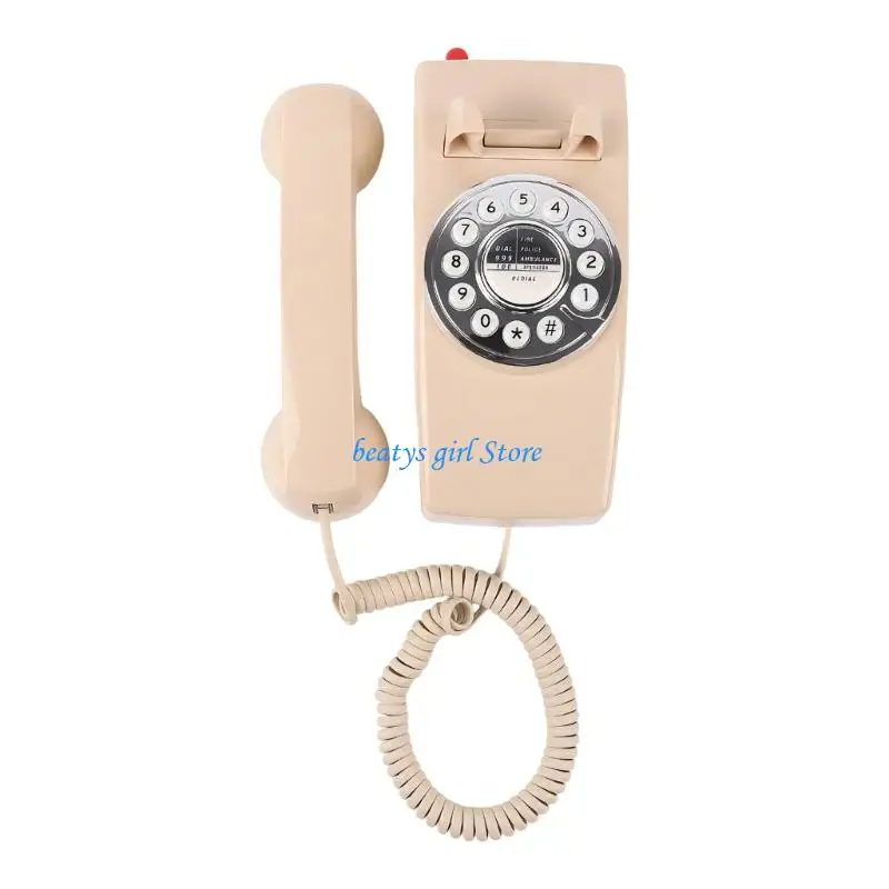 C7AB ABS Metal Vintages Telephone Wall Mounted Landlines No Battery Required for Office Hotel Decoration