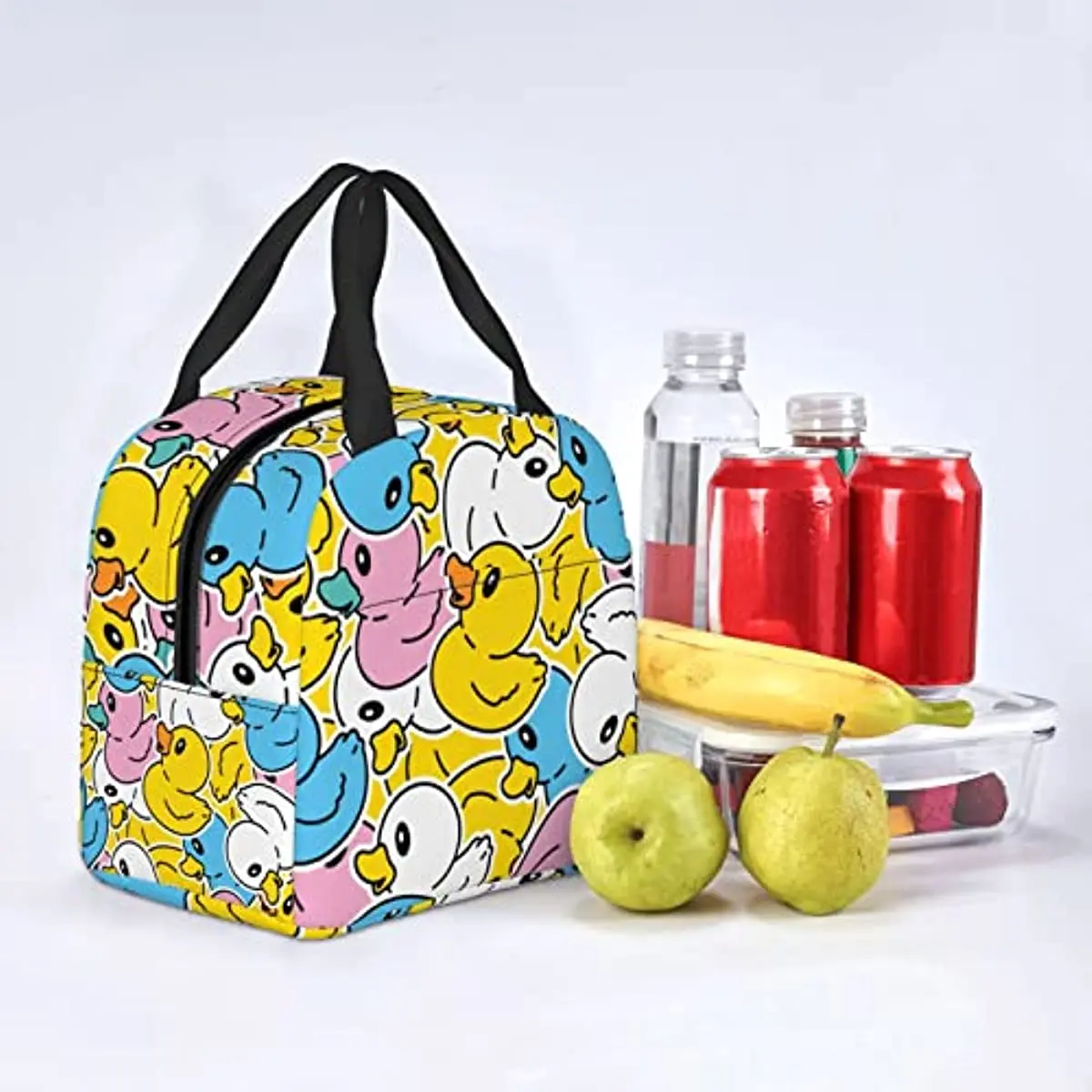 Sac à lunch isotherme en caoutchouc DLIGHTLunch Box, mignon Ducky, sac fourre-tout réutilisable pour l'école, le travail, le collège, les voyages en plein air, le pique-nique