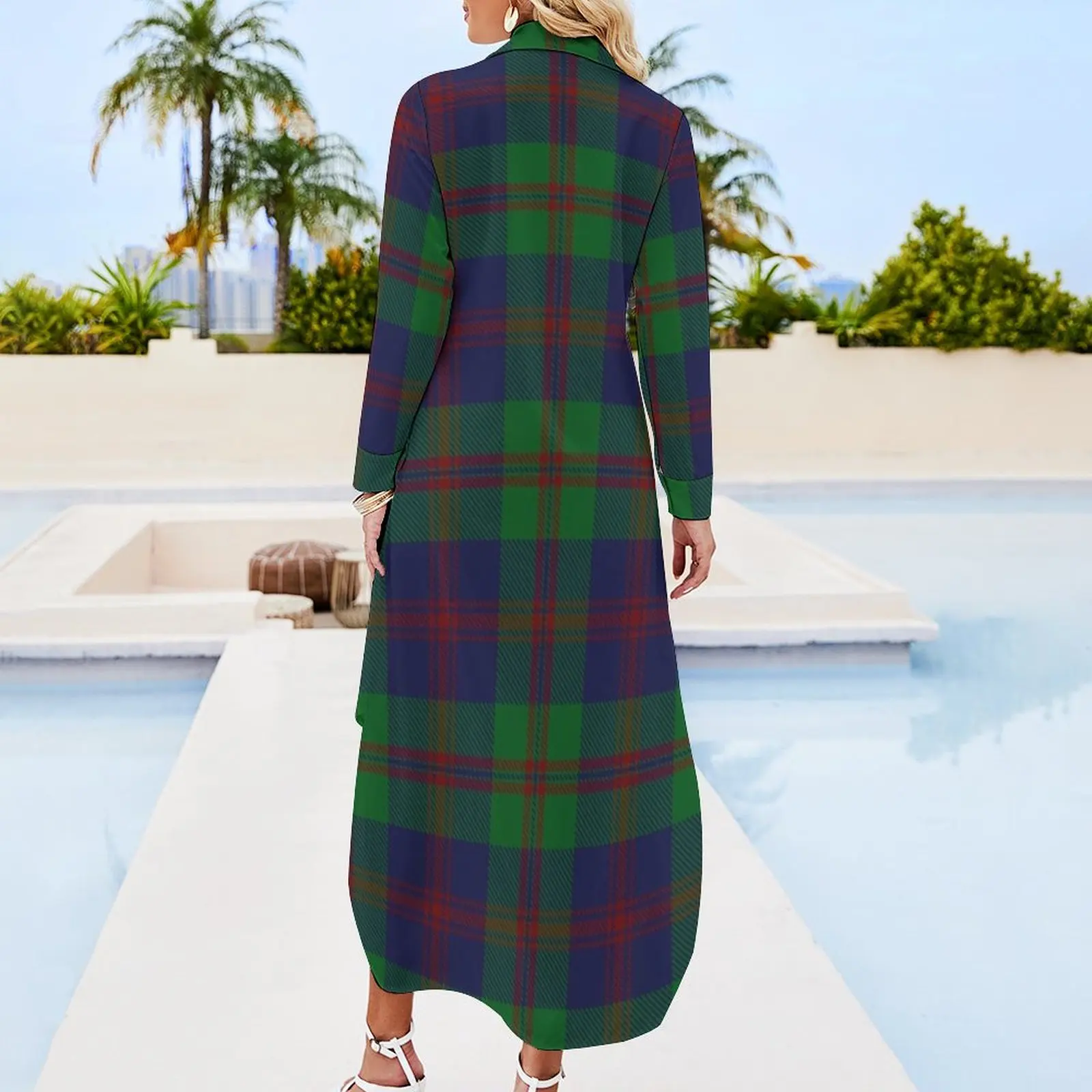 Clan Robertson - Clan Donnachaidh Tartan Long Sleeved Shirt Dress elegant dress Women's summer long dress