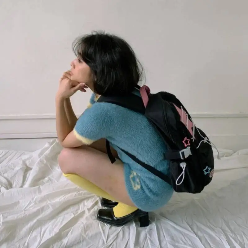 2025 Fashion Sweet Star Casual Schoolbags Y2k Streetwear All Match Women's Rucksacks High-Capacity Preppy Backpacks For Students