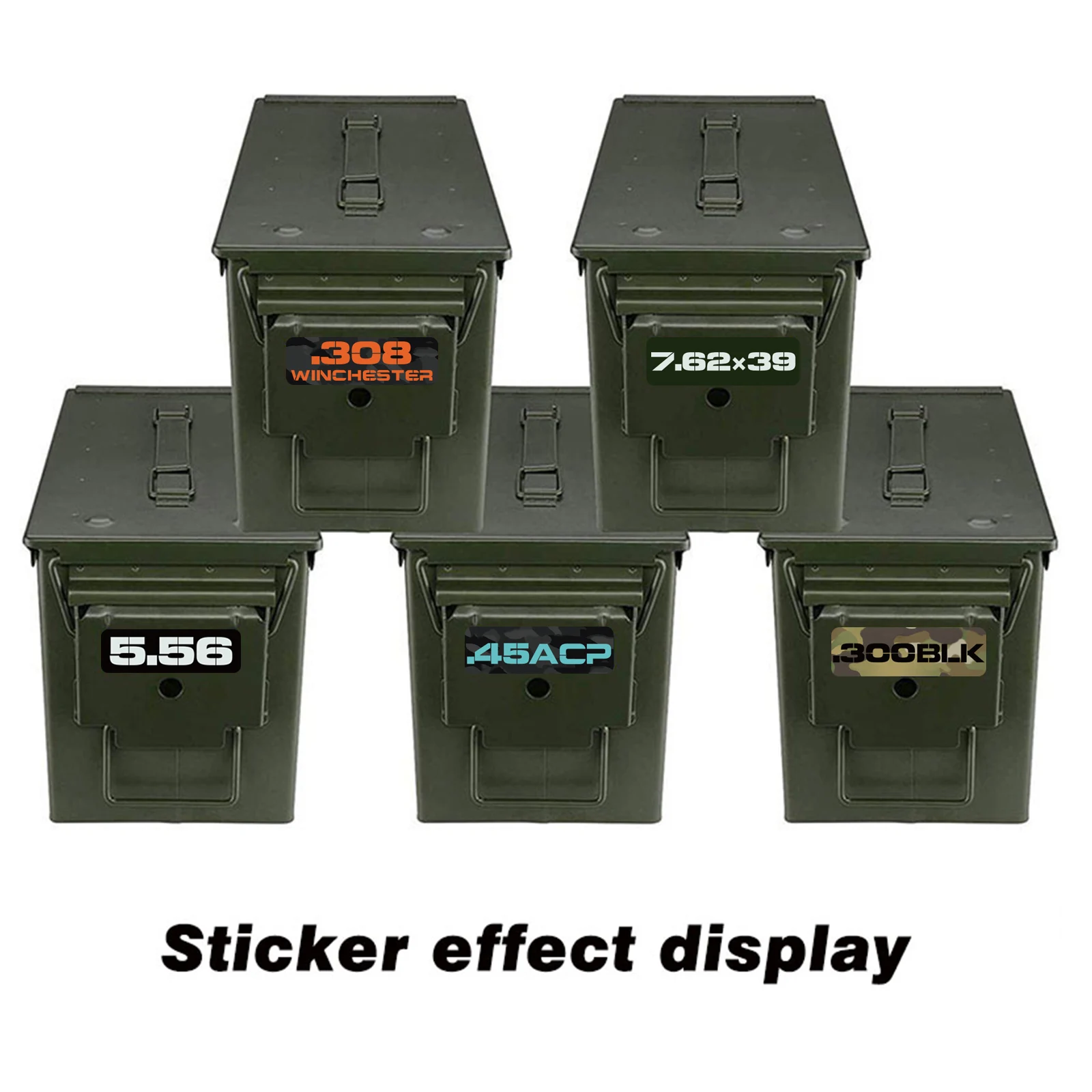 Ammo Can Vinyl Sticker Set Caliber Decal Labels for Ammo Cans  5.56 7.62x39 300BLK .45ACP 9MM .223REM .380 Etc Waterproof Labels