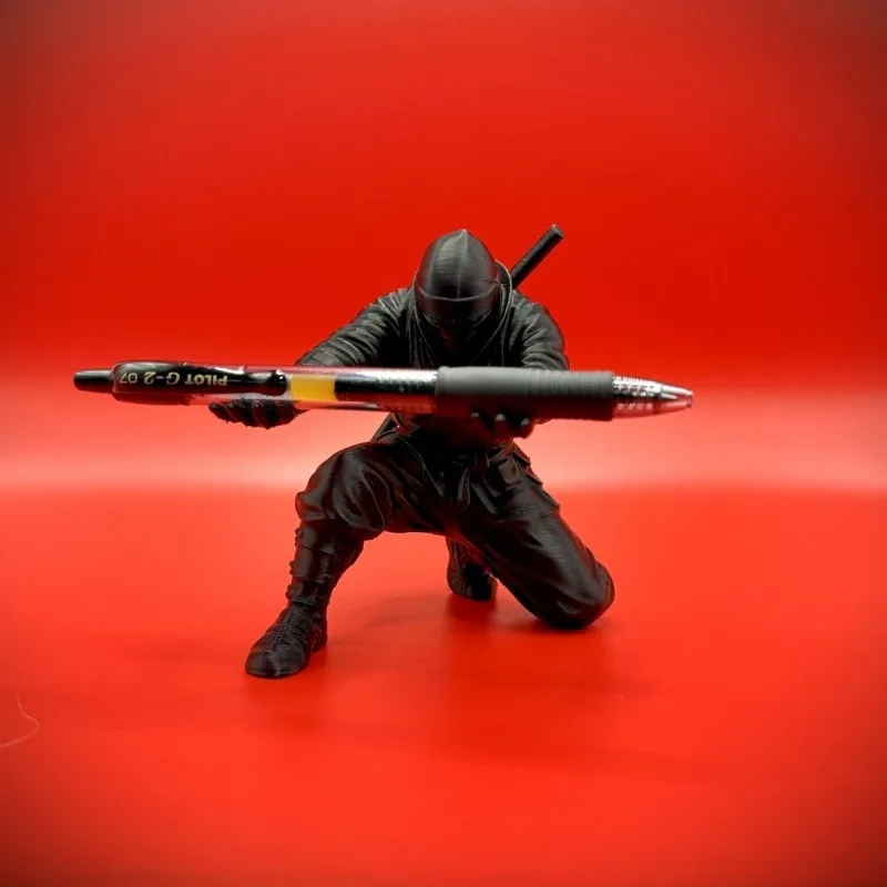 Ninja Figure Pen Holder 3D Printed Ornament Creative Desk Organizer Stationery Storage Stand Home Decor Cool Art Decoration view 3