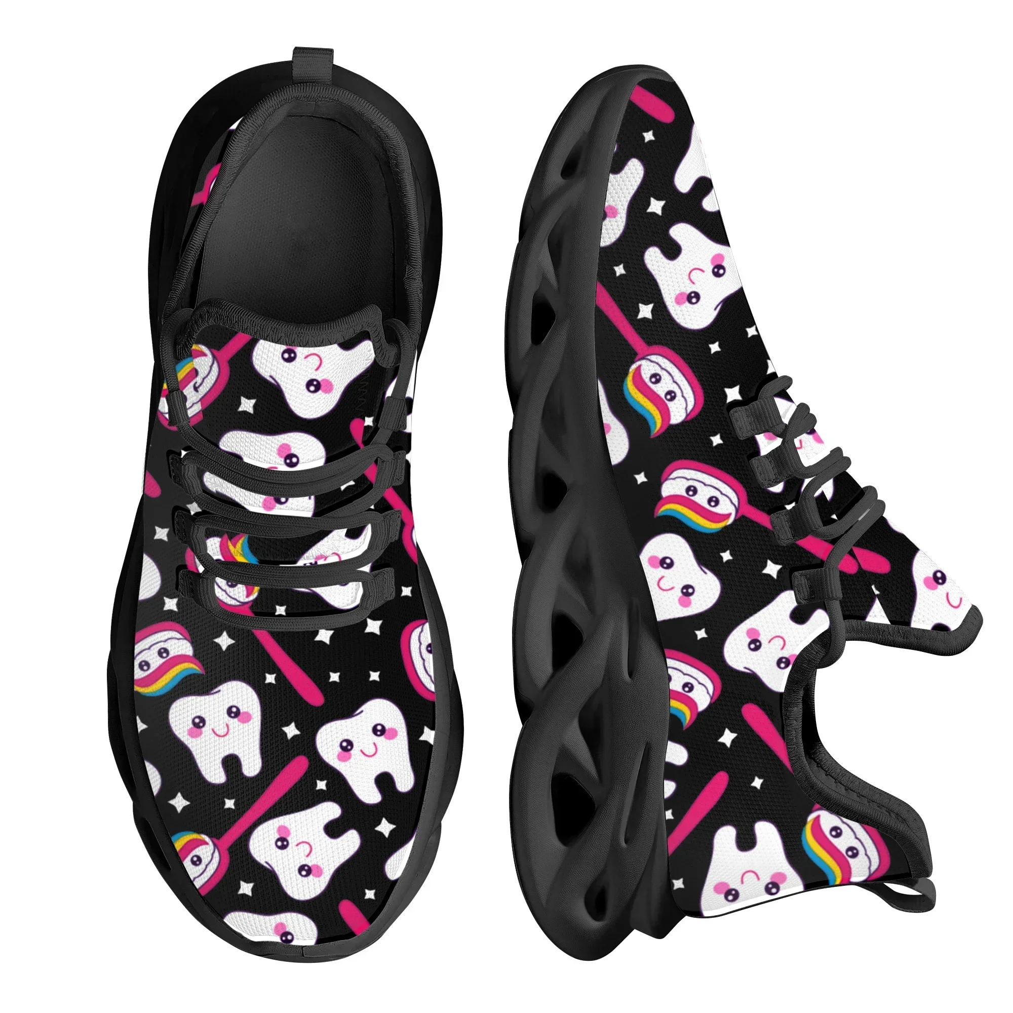 

Cute Cartoon Teeth Design Brand Platform Blade Shoes Summer Breathable Knitted Dental Medical Flats Casual Sneakers