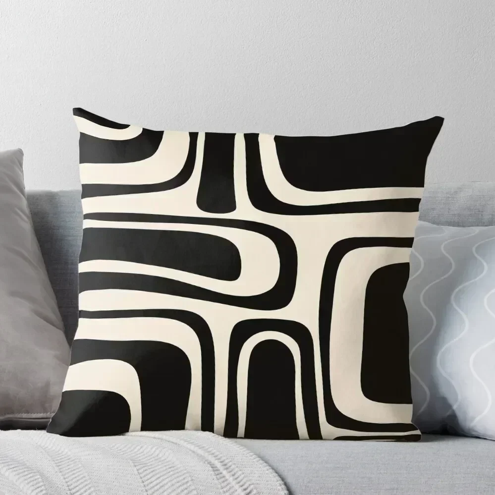 

Palm Springs Retro Midcentury Modern Abstract Pattern in Black and Almond Cream Throw Pillow Pillowcase pillow