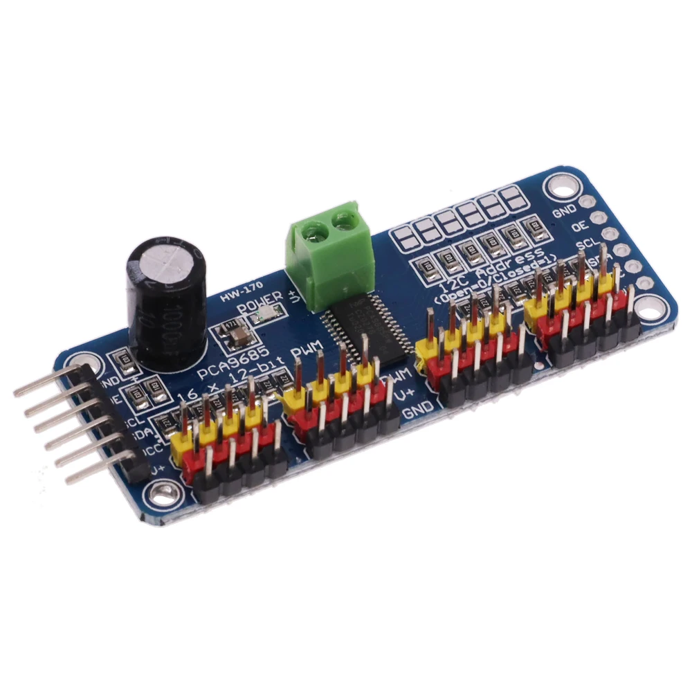 16 Channel 12-bit PWM Servo Driver Shield for Arduino Raspberry Pi - I2C Interface PCA9685 Servo Control Module