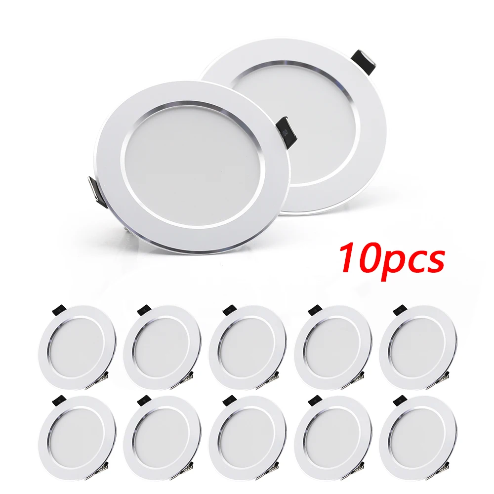 10pcs Spotlights LED Ceiling Downlight AC 220V 21W 18W 15W 12W 9W Recessed Round Lamp Spot LED Dowm Light Hidden Indoor Lighting
