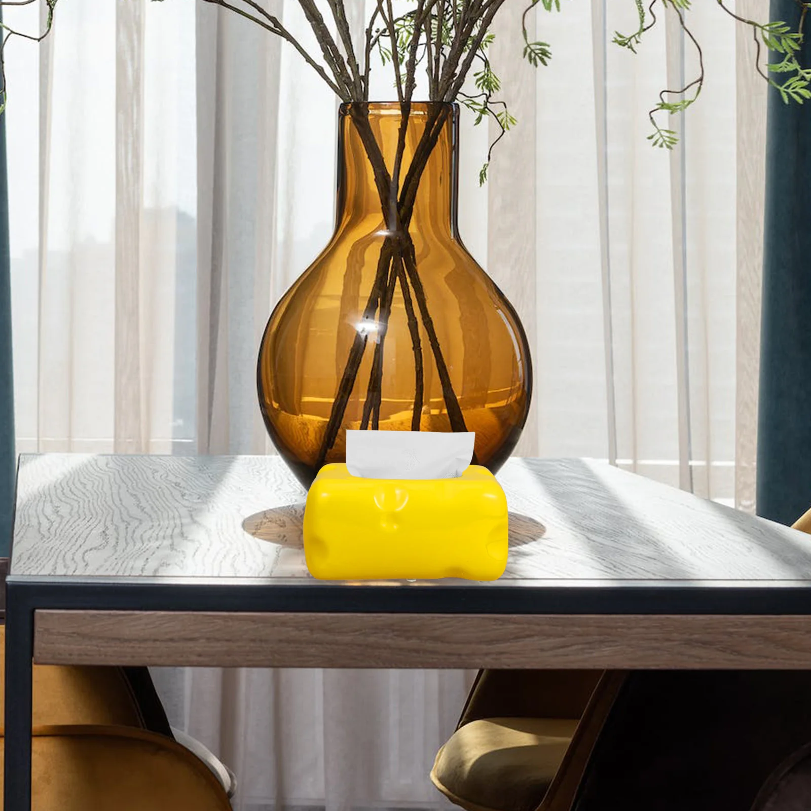 

Ceramic Cheese Tissue Box Holder Stylish Decorative Paper Towel Container for Living Room Dining Table Coffee Table