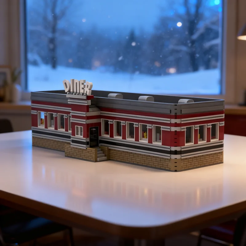 

5036pcs MOC American Diner Modular Streetscape Model Building Blocks DIY Gift Creative Collectible Display Decor Premium Adult