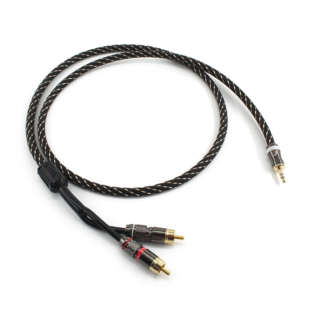 Canare L-4E6S hifi 3,5mm a 2RCA adaptador auxiliar de Audio estéreo 3,5mm Cable divisor AUX RCA Y Cable para altavoces de teléfono inteligente