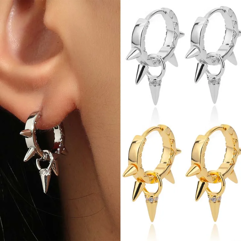 

Punk Jewelry Rivet Thorns Ear Studs Steampunk Girl Fashion Earrings Versatile Ears Circles ins Style Accessories Friend Gifts