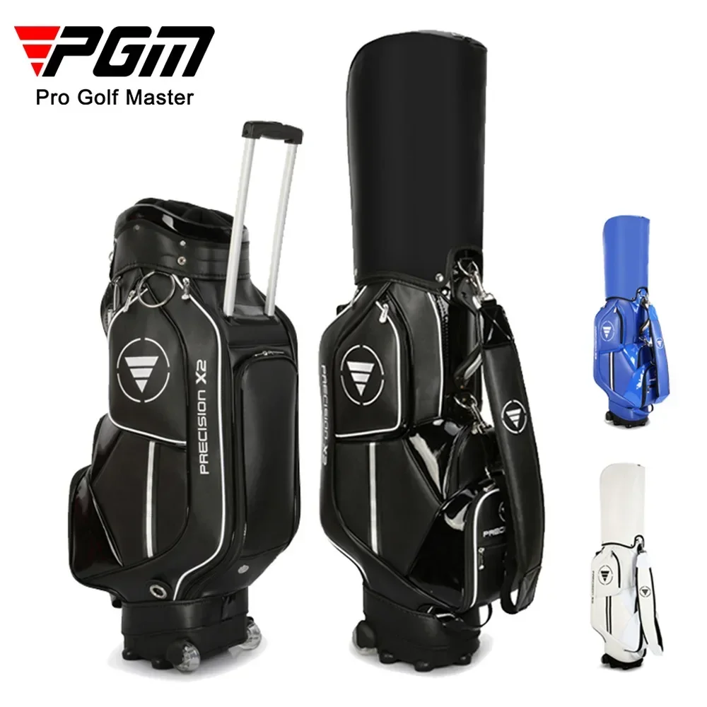 PGM Golf Standard Ball Bag Professional Leather PU Waterproof Golf Cart Club Airbag High Capacity Package With Wheel QB029 new