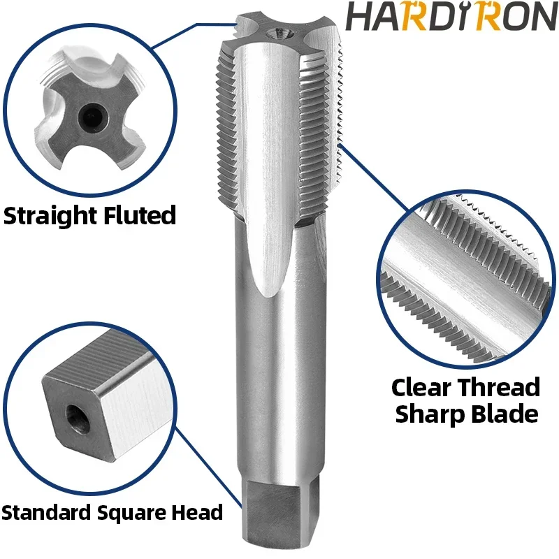 Hardiron M20X1.75 기계 나사 탭 오른손, HSS M20 x 1.75 직선 홈 탭