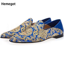 Men Embroidery Slip-On Loafers Flat Round Toe Men Shoes Leisure Shoes Men's Plus Size 38-48 Flat Shoes Fashoin Design Men Shoes