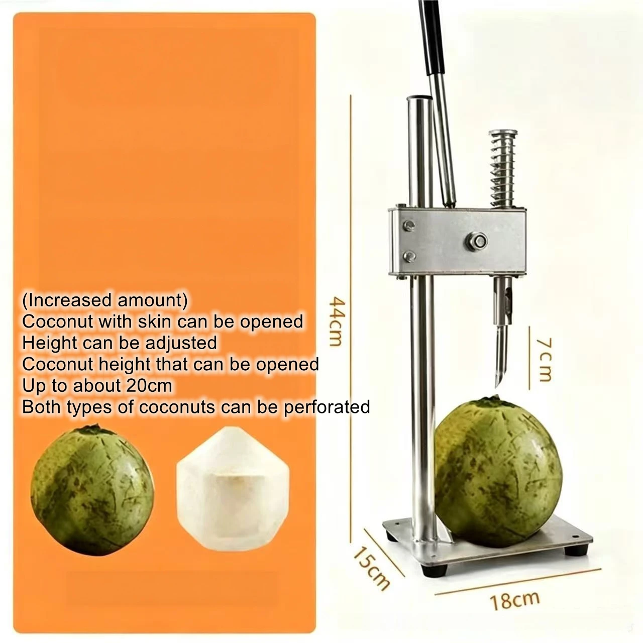 Commercial-Grade Coconut Piercing Tool with 304 Stainless Steel Blade—The Ultimate Coconut-Opening Tool