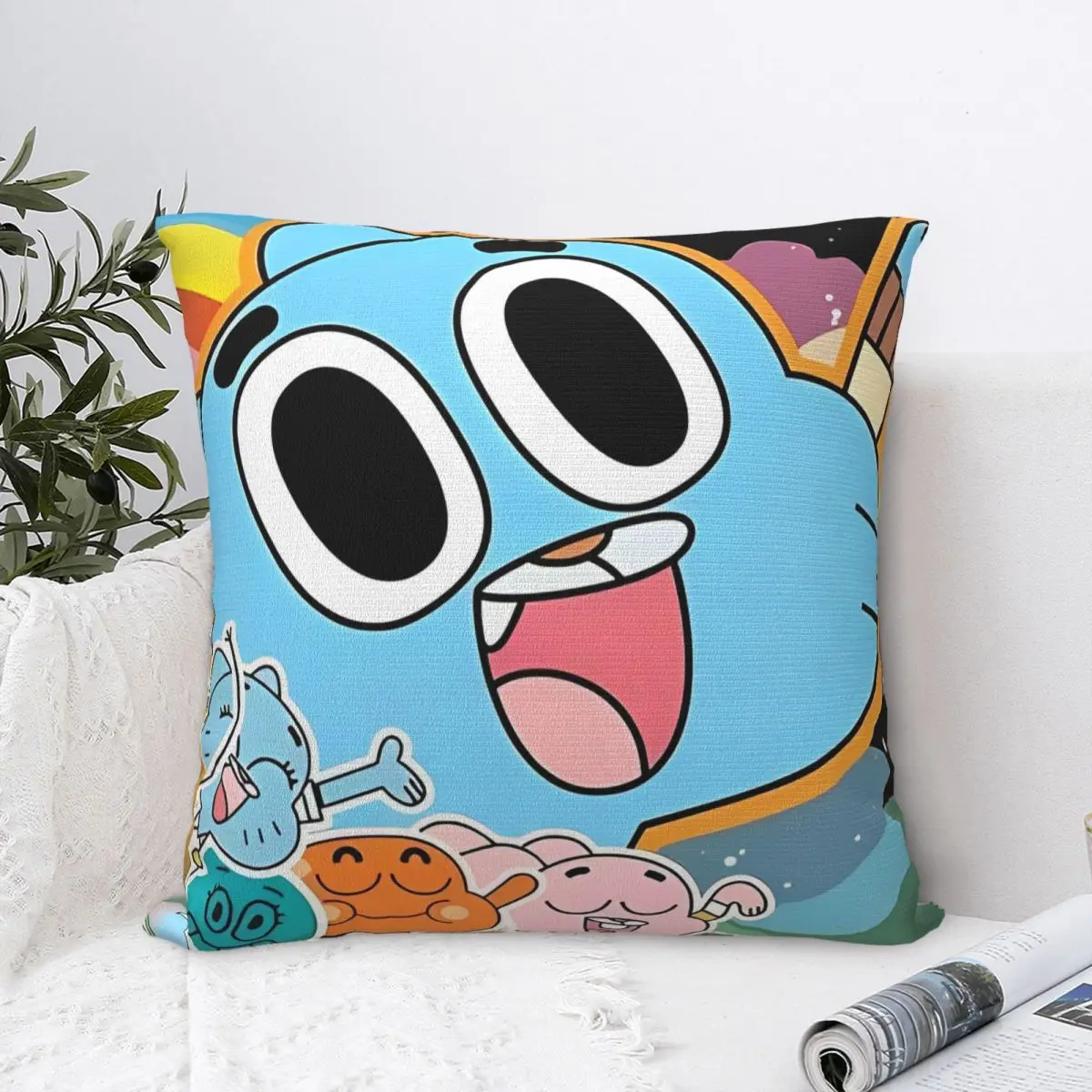 Cartoon Game Gumballs Square Pillowcases Seat Cushion Case Cute Decorative Pillowcase 45*45