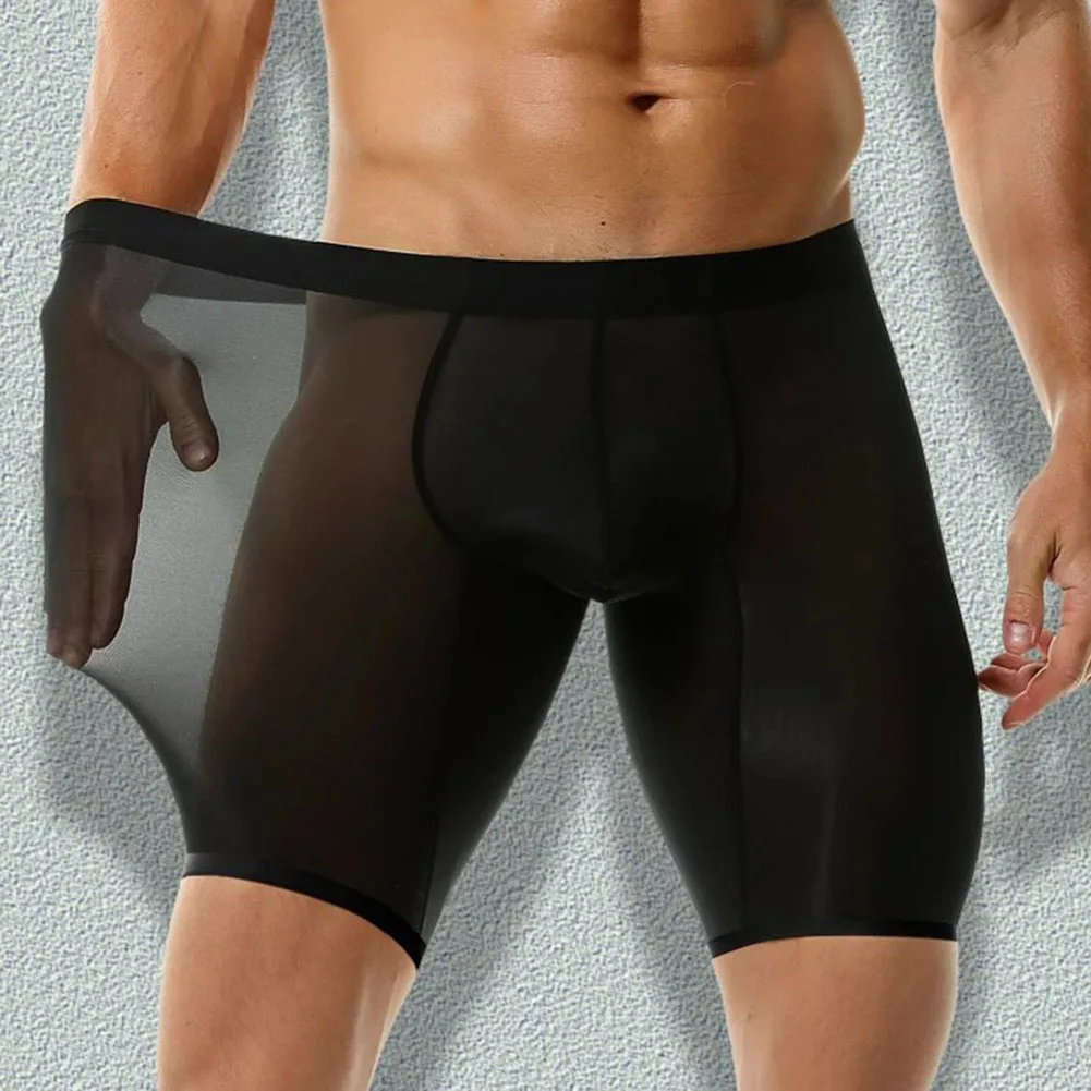 Sexy Men Underwear Middle Waist Shorts Panties Long Boxers Briefs Underpants Convex Pouch Knickers Man Running Lengthening Wear