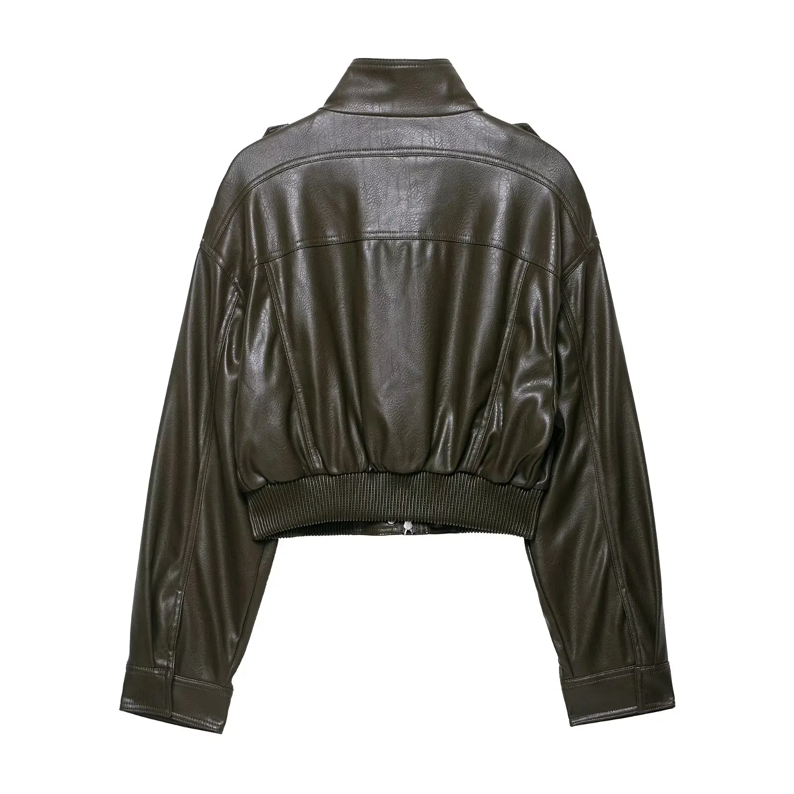 TFMLN, chaqueta recortada de piel sintética para mujer, abrigos Vintage gruesos de manga larga con cremallera para invierno 2025, ropa de calle para mujer