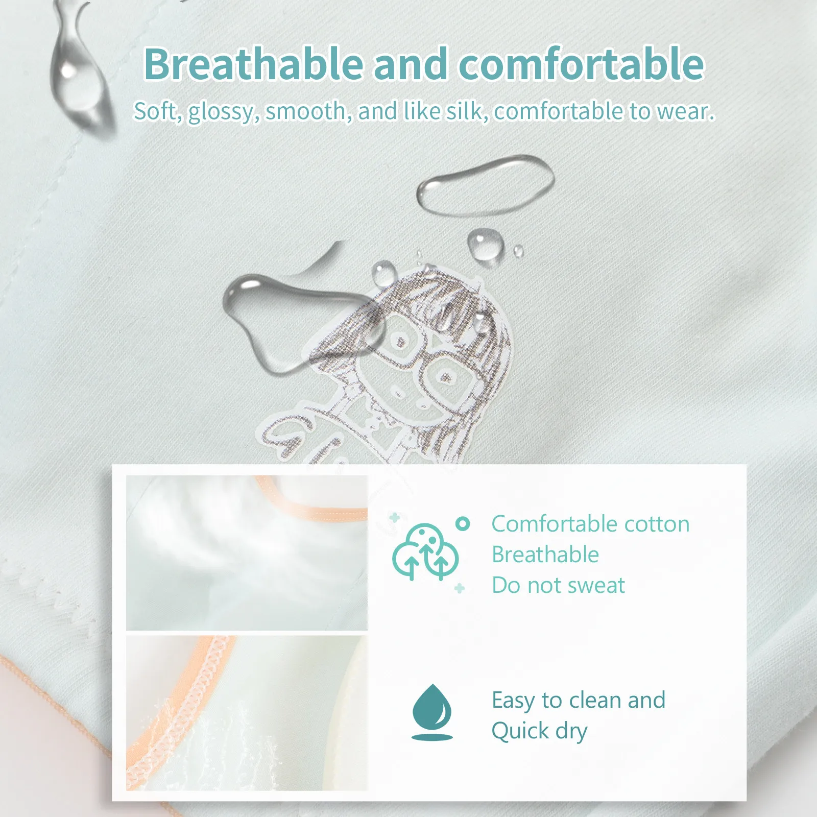 1Pcs Breathable Cotton Bra No Steel Wire Seamless Underwear Sky-Blue 85A Soft Elastic Wirefree Brassiere Women Comfortable Sleep