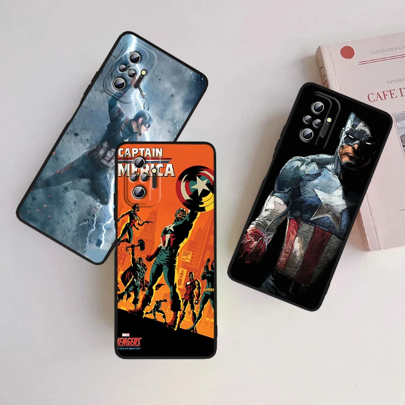 Capa de Telefone para Xiaomi Redmi, Capitão América, Maravilha, Legal, Note 13, 12R, 12, 12S, Turbo 11, 11T, 11S, 10, 10S, pro Plus, 5G