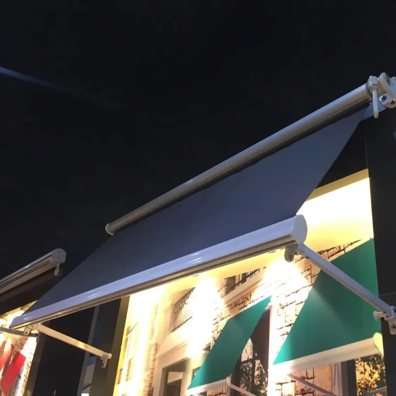 Modern outdoor aluminum frame Vertical descending arm Retractable awning Manual operation with polyester sail for window balcony