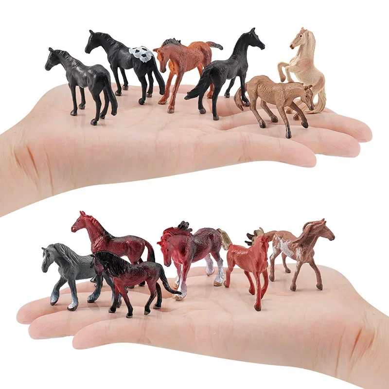 Figurines d'animaux sauvages en plastique PVC pour enfant, cheval, jouet de collection, 12 styles