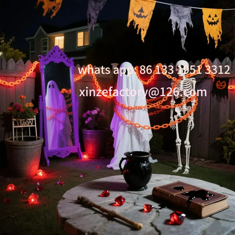 

Customizable 2/3M Halloween Plastic Chain Lights Props Chains with 8 Lighting Modes String Lights for Skeleton Dog Spooky Outdoo