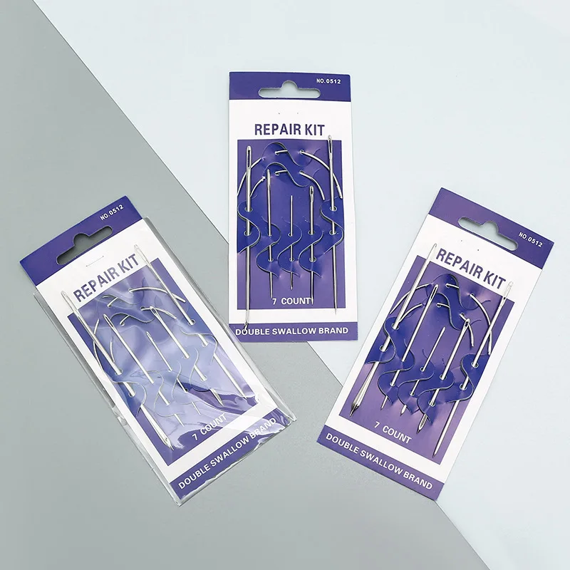 7개/세트 바늘 가죽공예 DIY 가죽 수리용 곡선형 가죽 퍼 스테인리스 스틸 핀 스티치 바늘 세트