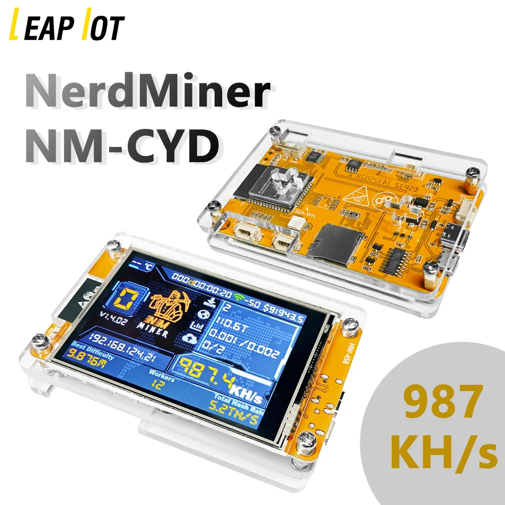 

Lucky Miner NerdMiner V2 ESP32-2432S028R Hashrate 980KH/s with 2.8 inch Display Crypto Solo Lottery Bitcoin Supports BLE Wi-Fi