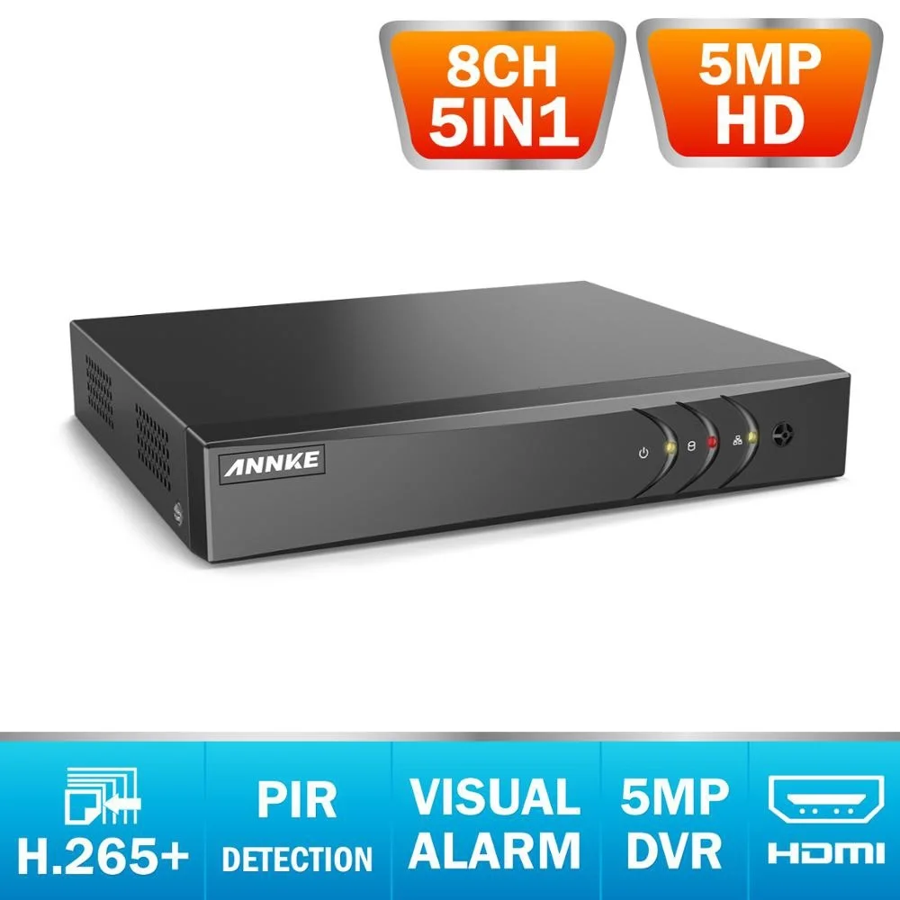 New 8CH 5MP Lite 5in1 HD TVI CVI AHD IP Security DVR Recorder H.265+ Video Recorde Email Alert Motion Detection