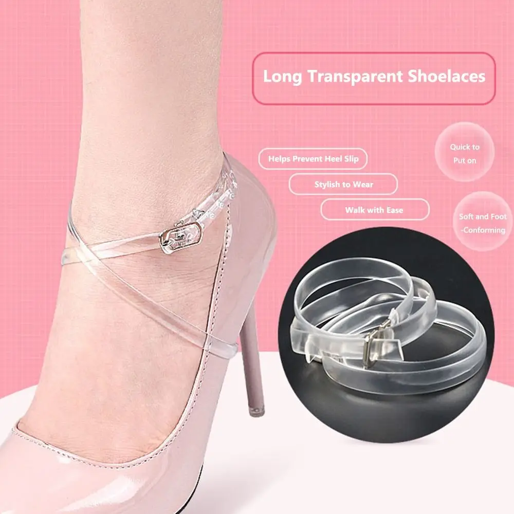 1 Pair 60cm Invisible Shoelace Straps High Heels Flats Wrap Around Transparent Shoe Belt Prevent Slipping Ankle Strap Shoelaces