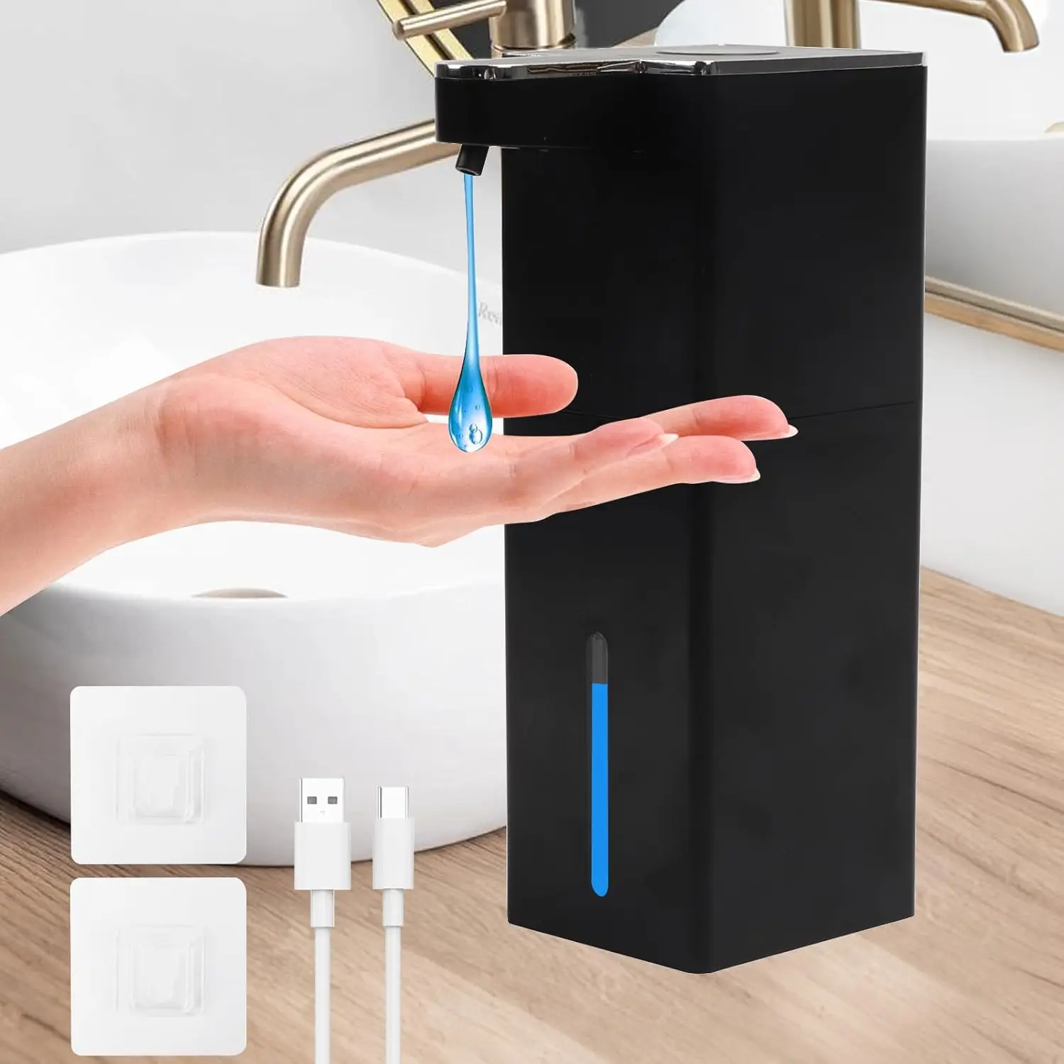 Automatic Soap Dispenser Touchless Wall Mounted Automatic Soap Dispenser Touchless 420ml 4 Adjustable Levels Ipx5 1800mah USB-C