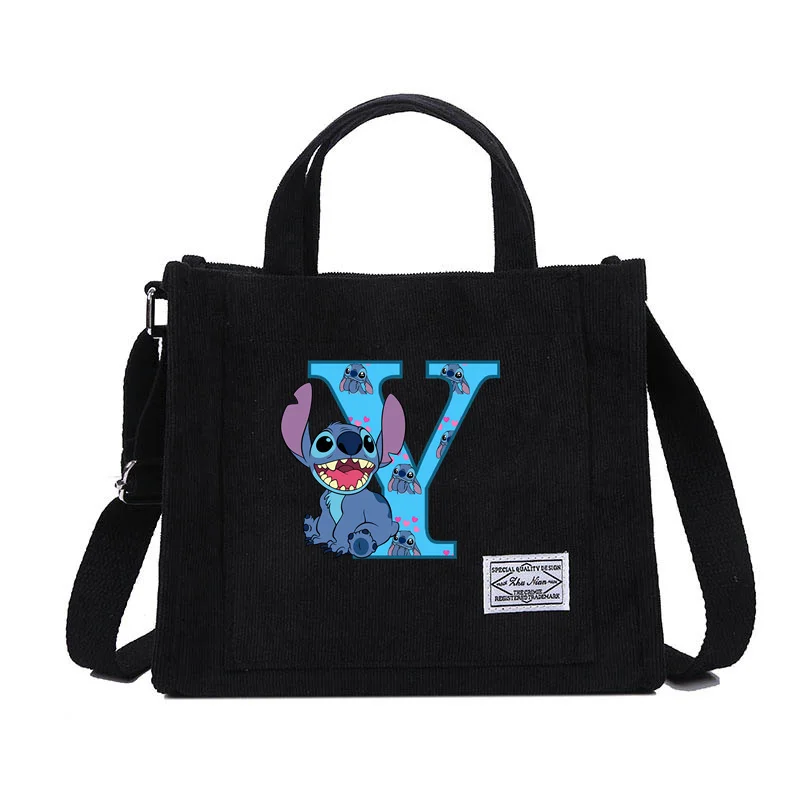 A-Z Disney Lilo & Stitch, tas tangan kapasitas besar wanita, tas Tote lipat kasual huruf Inggris 2024