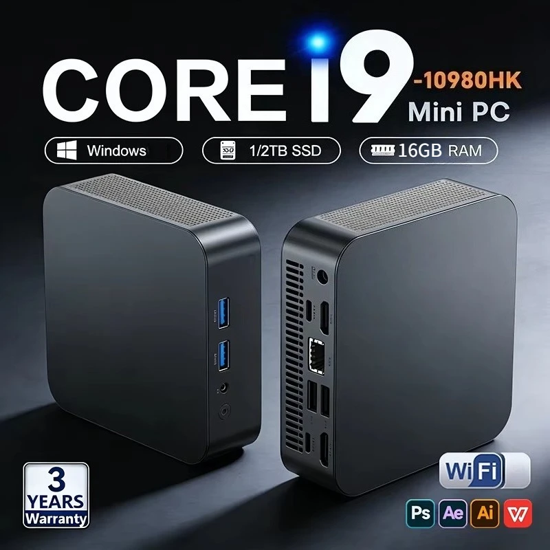 MINI  PC Core i9 10980HK  Windows 16GB RAM  1TB 2TB SSD WIFI BT5.2 4K HD  Gaming Office Study Pc