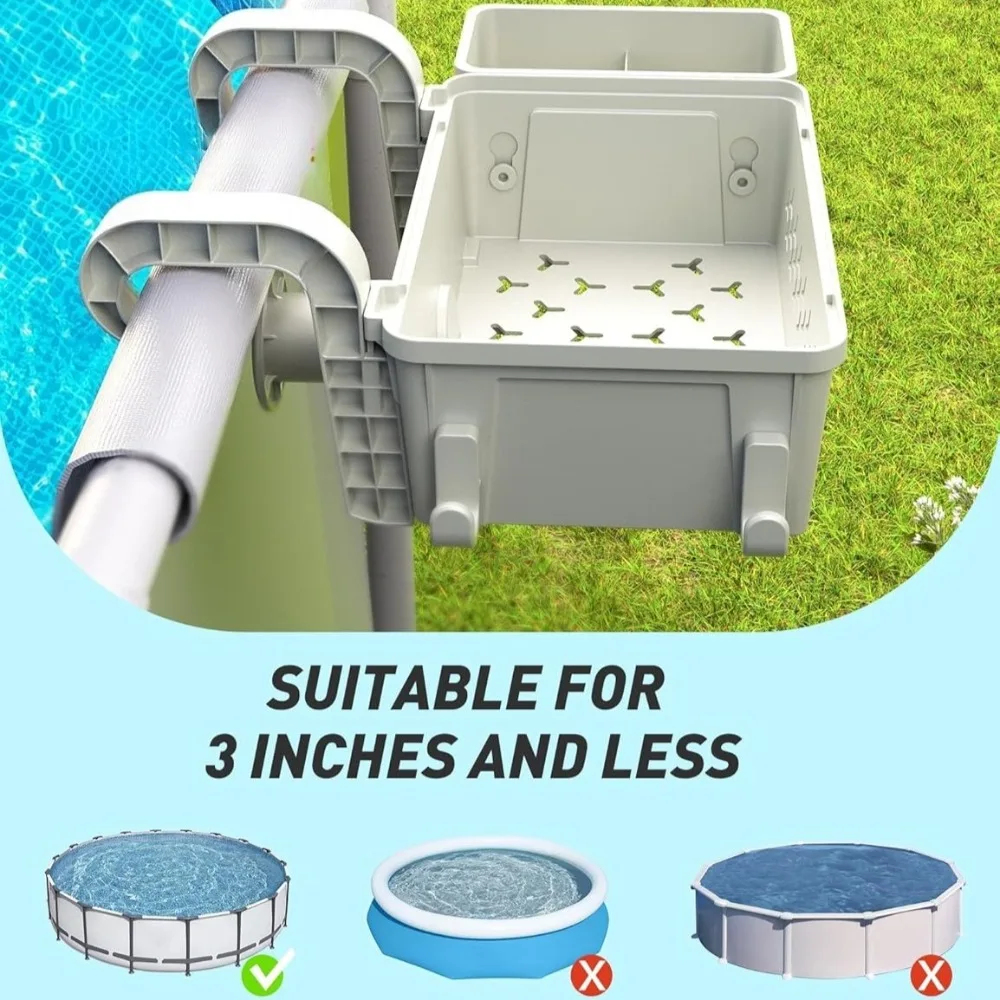 Poolside Storage Basket with Pool Cup Holder, Thickened Plastic Pool Basket for Above Ground Pool