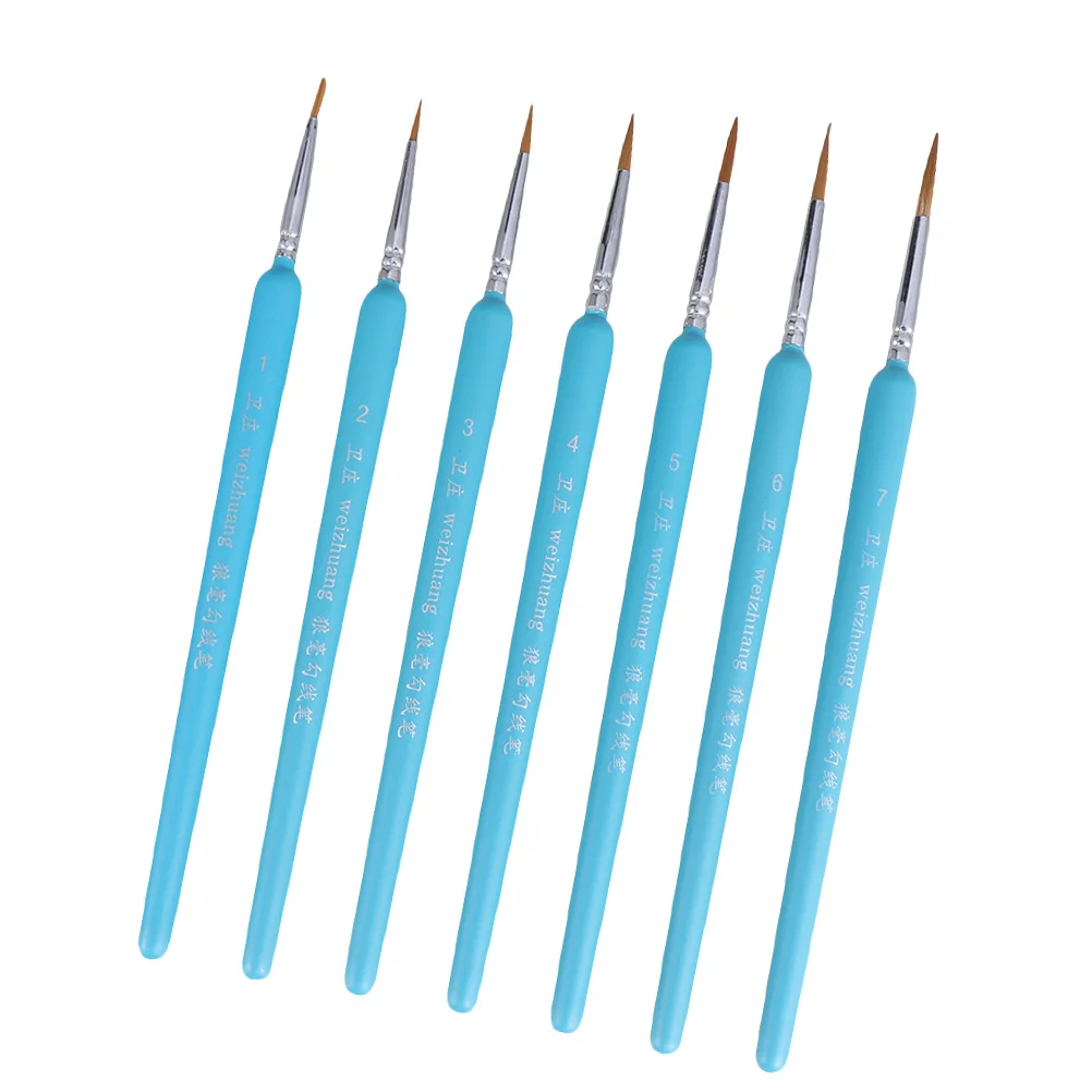 7pcs Detail Paint Brush Set Wolf Hair Tip For Fine Detailing Painting Drawing Miniature Art Acrylic Watercolor Oil Gouache Light