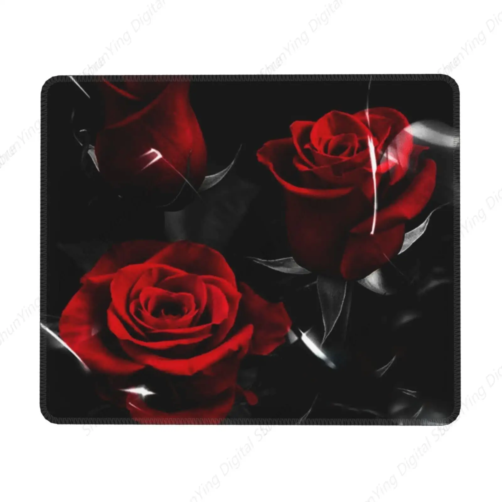 

Red Rose Patterned Mouse Pad With Anti Slip Rubber Base Suitable For Gaming Mouse Pads Laptops Office Gifts 18*22cm