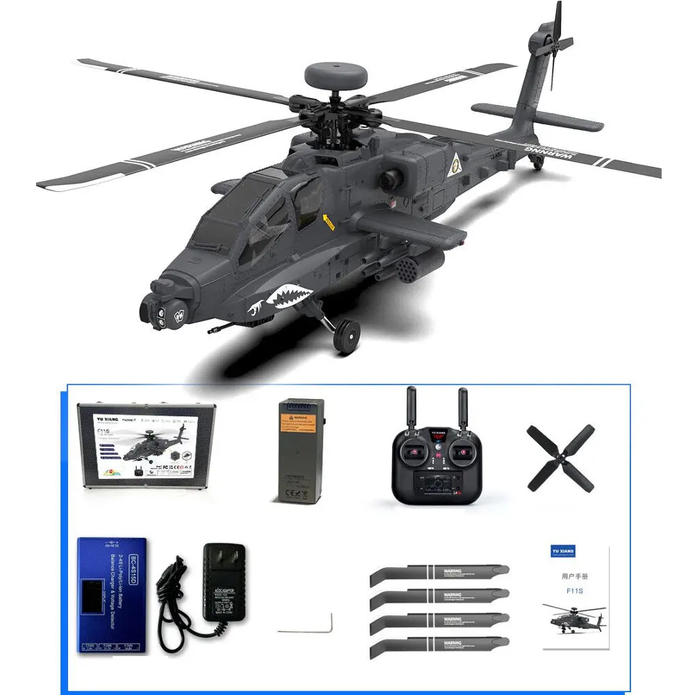 YXZNRC F11-S AH-64 Apache GPS Utrzymanie wysokości Pozycjonowanie przepływu optycznego Kamera FPV 5.8G Podwójny silnik bezszczotkowy Helikopter