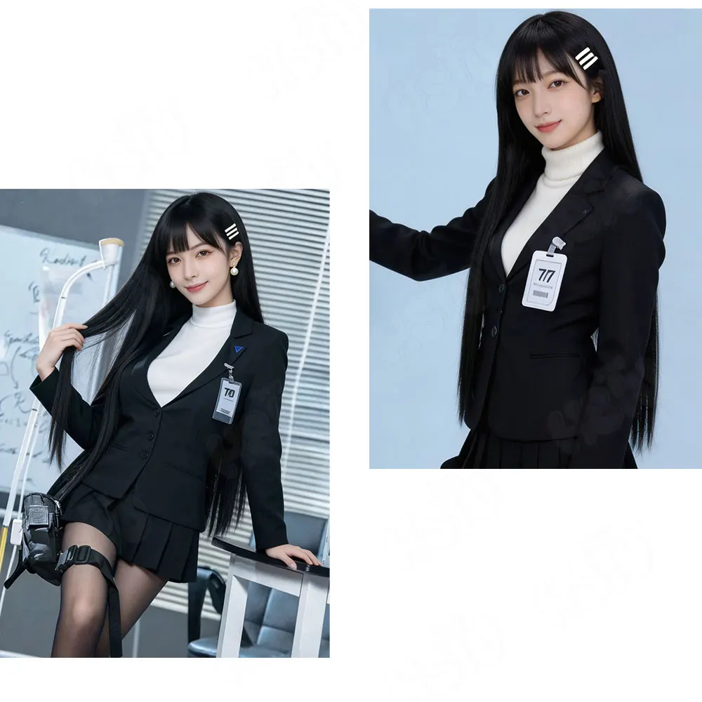 Tsukatsuki Rio Cosplay Wig Fiber Synthetic Wig HSIU 100Cm Black Long Wig+Wig Cap Game Blue Archive Cosplay Wig